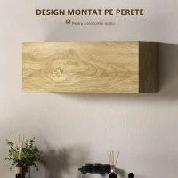 HOMCOM Dulap de Baie Suspendat cu Ușă Rabatabilă și Rafturi din Lemn, 80x25x30 cm, Natural(m-4)