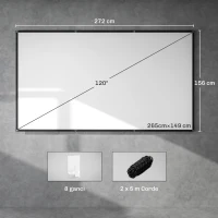 HOMCOM Telo per Proiettore 120" 16:9 HD 4K/8K Pieghevole e Portatile, Antipiega e Lavabile, Doppia Facciata, Bianco(m-3)