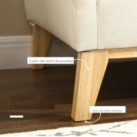 Homcom Canapea 2 Persoane – Tapitata Bej cu Perne Decorative(m-6)