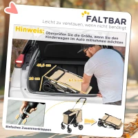 PawHut Hundewagen, Leichter und faltbarer Transportwagen für kleine Hunde, waschbares Kissen, Netzfenster, Khaki(m-6)