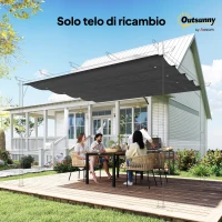 Outsunny Copertura per Gazebo Pergola con 8 Fori di Drenaggio, in Poliestere UV30+, 286x245 cm, Grigio Scuro(m-8)