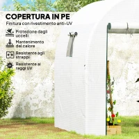 Outsunny Serra a Tunnel per Orto 1.8x1.8x2 m in Acciaio e PE Anti UV con Porte Avvolgibili e Finestre, Bianca(m-4)