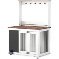 PawHut Hundebox mit Aufbewahrungsregal für Spielzeug, Haken für Leinen, Schreibtafel, Radiergummi, für große Hunde, Weiß(m-10)