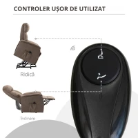 Homcom Fotoliu Ridicare Persoane – Rabatabil 150°, Cu Telecomanda, Maro(m-7)