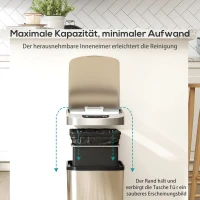 HOMCOM 12L Sensor-Mülleimer, Automatischer berührungsloser Küchenabfalleimer aus fingerabdruck-resistentem Edelstahl, Silber(m-6)