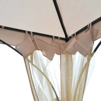 Outsunny 3 x 3(m) Garden Gazebo Patio Party Tent Shelter Outdoor Canopy Double Tier Sun Shade Metal Frame Netting, Beige(m-11)
