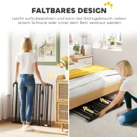 PawHut Absperrgitter Hund Freistehendes Verstellbares Schutzgitter 202,5 x 76 cm Hundegitter Klappbar Türschutzgitter Hundeabsperrgitter für Treppen, Türen, Küche, Flur, 3 Paneelen, Schwarz(m-6)