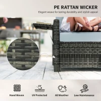 Outsunny Gartensofa mit Liegefunktion, ausfahrbare Fußbank mit Stauraum, Sitzkissen, grau, 130 x 72 x 96 cm(m-7)