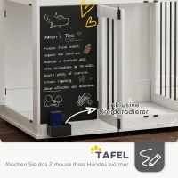PawHut Hundebox mit Aufbewahrungsregal für Spielzeug, Haken für Leinen, Schreibtafel, Radiergummi, für große Hunde, Weiß(m-7)