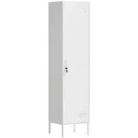 HOMCOM Armadio Metallico con Porta Chiudibile, Portanome e Asta Appendiabiti, 40x40x179 cm, Bianco(m-11)