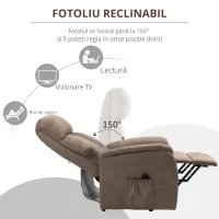 Homcom Fotoliu Ridicare Persoane – Rabatabil 150°, Cu Telecomanda, Maro(m-5)