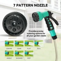 Outsunny Retractable Hose Reel Wall Mounted, 20+2m Garden Hose Pipe Reel with Lock, Auto Rewind, 7 in 1 Spray Nozzle, Includes Wall Fixings, 180° Swivel, Outdoor Watering, 54 x 20 x 39 cm, Black(m-7)