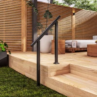 Outsunny Pasamanos de Escalera Exterior para 1-3 Escalones con Kit de Instalación, Negro(m-6)