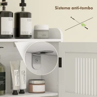 HOMCOM Armário sobre Sanita com Prateleira Ajustável 2 Portas Suporte para Papel Higiênico Armário para Máquina de Lavar 80x19,5x170 cm Branco(m-8)
