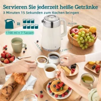 HOMCOM 2200W, 1,7L Wasserkocher mit Schnellkochfunktion, Kalkfilter und 4-Scheiben-Toaster mit 7 Bräunungsstufen, Cremeweiß(m-3)