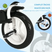 HOMCOM Tricicletă pentru Copii cu Mâner Multifuncțional, Cărucior pentru Copii cu Centură de Siguranță și Coș, 112x50x104 cm, Albastru(m-9)