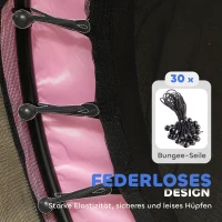 HOMCOM Trampolin für Kinder, Ø140 cm, mit Sicherheitsnetz, für innen und außen, Stahl, Kunststoff, belastbar bis 50 kg, Rosa(m-6)