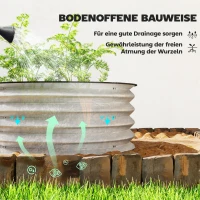 Outsunny 2er-Set Hochbeet Pflanzenbeet, modulares Hochbett, 2 Stück, ohne Boden, Ø60 x 30 cm. Silber(m-5)