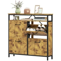 HOMCOM Shoe Storage Cabinet with 4 Flip Drawers and Open Shelf - Rustic Brown(m-11)