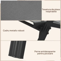 Outsunny Set 6 Piese Scaune de Gradina cu Cotiere, Scaune de Exterior Stivuibile din Metal si Tesatura Respirabila, Maro(m-6)