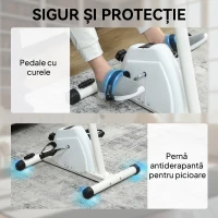 SPORTNOW Bicicletă pentru Brațe și Picioare, Bicicletă pentru Recuperare cu Înălțime Reglabilă, Afișaj LCD, Rezistență Reglabilă și Pedale cu Masaj, pentru Seniori, Alb(m-8)