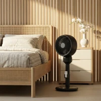 HOMCOM Air Circulator Fan Pedestal Cooling Fan with 3 Speed 3 Mode and Remote Control, 9 Inch, Black(m-9)