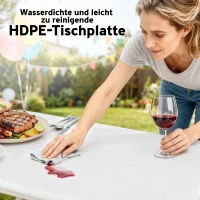 Outsunny 3-teiliges Picknicktisch-Set, 1 Tisch, 2 Bänke, Faltbarer Campingtisch mit Tragegriffen, Kunststoff, Metall, Weiß(m-6)
