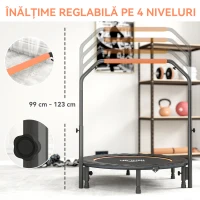HOMCOM Trampolin Fitness Mini Pliabil de 45", cu Mâner Reglabil cu Spumă, Portocaliu(m-4)