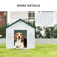 Plastic Weather-Resistant Dog House, for Indoors and Outdoors, Medium Dogs - White and Blue(m-6)