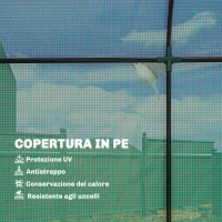 Outsunny Serra da Giardino con Rivestimento in PE, Porta Avvolgibile e Finestre a Rete, 170x68x200 cm, Verde(m-4)