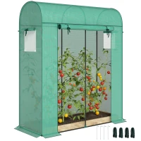 Outsunny Serra da Giardino con Rivestimento in PE, Porta Avvolgibile e Finestre a Rete, 170x68x200 cm, Verde(m-11)