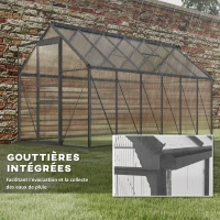 Outsunny Serre de jardin en aluminium polycarbonate avec fondation, serre avec fenêtre réglable porte coulissante 190x375x199cm(m-7)