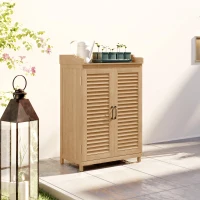 Outsunny Gartenschrank Holz, Geräteschuppen mit Arbeitsfläche, wetterfest Geräteschrank, 65,5x40x98,5cm Gelb(m-7)