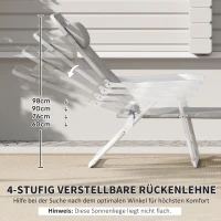Outsunny Sonnenliege klappbar Gartenliege mit Kopfkissen, Liegestuhl mit 4-Fach verstellbare Rückenlehne bis 120 kg Hellgrau(m-7)