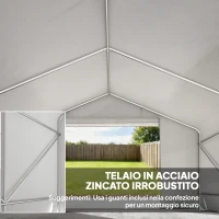 Outsunny Capanno da Giardino e Tenda Garage 3x3 m Impermeabile con Porta Avvolgibile, Metallo e PE, Bianco(m-4)