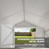 Outsunny Garaj Exterior pentru Motocicletă 3x3 m, Impermeabil, cu Ușă și Aerisiri Rulabile, Tentă Garage pentru Biciclete și Unelte din Metal și Material PE, Anti UV, Alb(m-4)