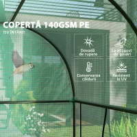 Outsunny Seră de Grădină, 2 Uși Rulabile, Acoperire PE 140g/m², 2x1x1.78m, Verde(m-5)