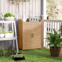 Outsunny Gartenschrank Holz, Geräteschuppen mit Arbeitsfläche, wetterfest Geräteschrank, 65,5x40x98,5cm Gelb(m-8)