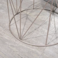 Outsunny 2er-Set Beistelltisch Stapelbar Gartentisch in Marmor Optik Balkontisch aus Metall, runder Kaffeetisch 50kg belastbar, Ø38x52,5 cm Sofatisch für Outdoor Indoor Balkon Rose+Gold+Grau(m-8)