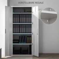 HOMCOM Aktenschrank, Büroschrank, 5 Regale, Metall, 80B x 40T x 180H cm, Weiß(m-4)