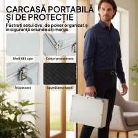 SPORTNOW Set de Poker cu 300 de Jetoane, Amestecător de Cărți, Suport de Cărți, Cazinou Texas Holdem Poker Set cu Covoraș, Argintiu(m-8)