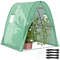 Outsunny Bogen-Gewächshaus mit Sandsäcken und Kunststoff-Abdeckung, 2 Rolltüren, Netzfenster, tragbar, 1,8 x 1,8 x 2 m, Grün(m-11)