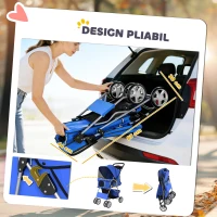 PawHut Cărucior pentru Câini Pliabil cu Benzi Reflectorizante, Roți Rotative, Frâne și Pernă Lavabilă, Albastru(m-5)