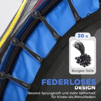 HOMCOM Kindertrampolin, Sicherheitsnetz, Gummifederung, bis 45 kg, Stahlgestell, Ø140x160cm, Bunt(m-6)