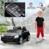 AIYAPLAY Kinder-Elektroauto, mit LED-Scheinwerfern, Sicherheitsgurt, Hupe, Musik, 3-5 km/h, schwarz, 107 x 62,5 x 44cm(m-3)