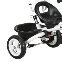 HOMCOM Tricicletă pentru Copii cu Mâner Multifuncțional, Cărucior pentru Copii cu Centură de Siguranță și Coș, 112x50x104 cm, Albastru(m-13)