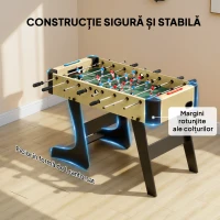 SPORTNOW Fotbal de Masă Rabatabil, Biliard de Masă pentru Acasă cu Mânere Antiderapante, 8 Bare, 22 Jucători, 2 Mingi, Tabele de Scor, pentru Copii și Adulți, Școală, Birou, Petreceri, 118x107.5x78 cm, Culoare Lemn(m-8)