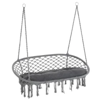 Outsunny Two-Seater Boho Macrame Hammock Swing - Grey(m-1)