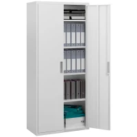 HOMCOM Aktenschrank, Büroschrank, 5 Regale, Metall, 80B x 40T x 180H cm, Weiß(m-11)