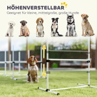PawHut Agility Set Hunde 4-teiliges höhenverstellbar Agility-Ausrüstung Sprungstangen-Set Steckhürdenset mit 4 Hürden Tragetasche Koordinationstraining Sprungstangen-Set für Spiele Training(m-4)